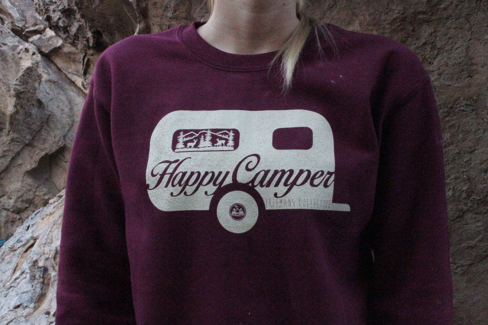 Happy Camper Ladies Crew Sweater